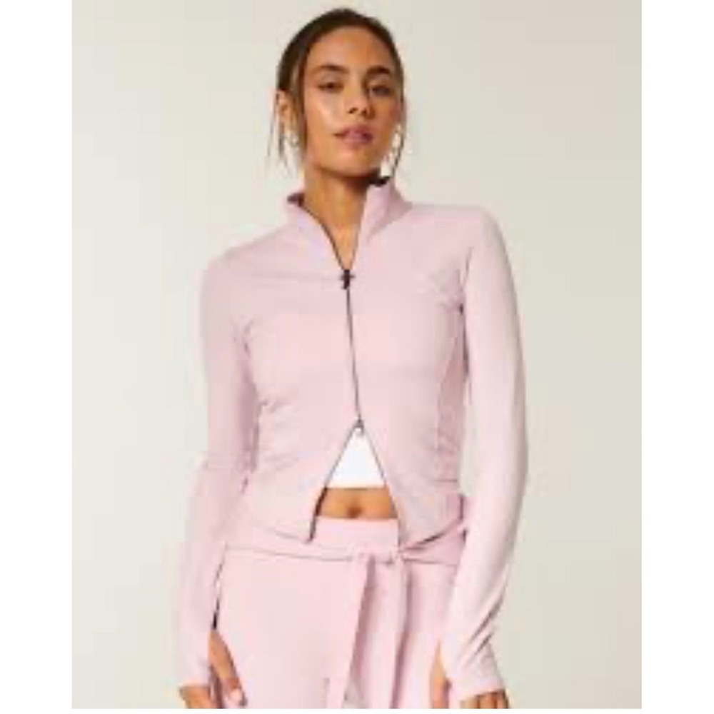 Gilly Hicks Recharge Pink Full Zip Active Jacket Mock Neck Thumbholes XS